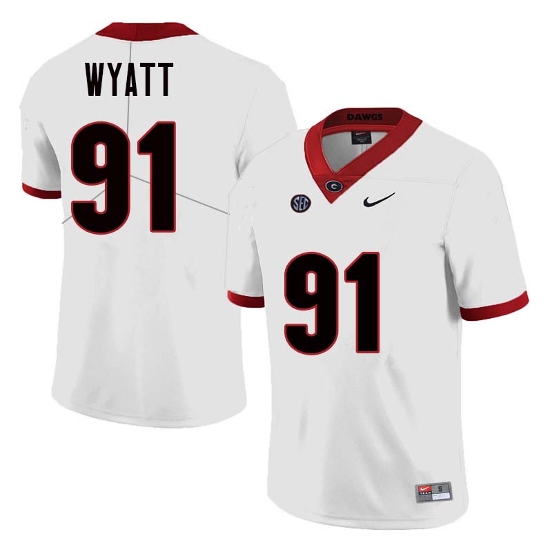 Men Georgia Bulldogs #91 Kolby Wyatt College Football Jerseys Sale-White